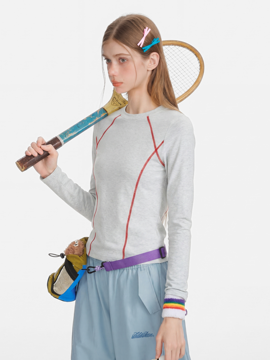 Darkrun – Enganliegendes, bauchfreies Langarm-T-Shirt für Damen