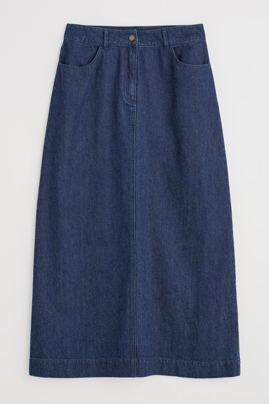 Fruit Tree Midi Denim Skirt