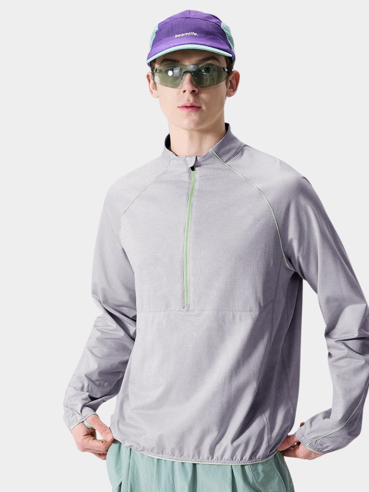 Snappy – Unisex Feuchtigkeitsableitendes, schnelltrocknendes Langarm-T-Shirt mit halbem Reißverschluss
