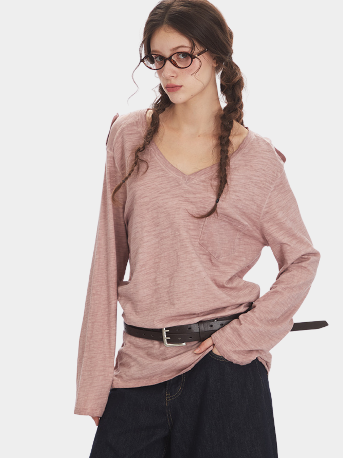 Caveridge – Damen-Langarm-T-Shirt mit V-Ausschnitt, figurbetont