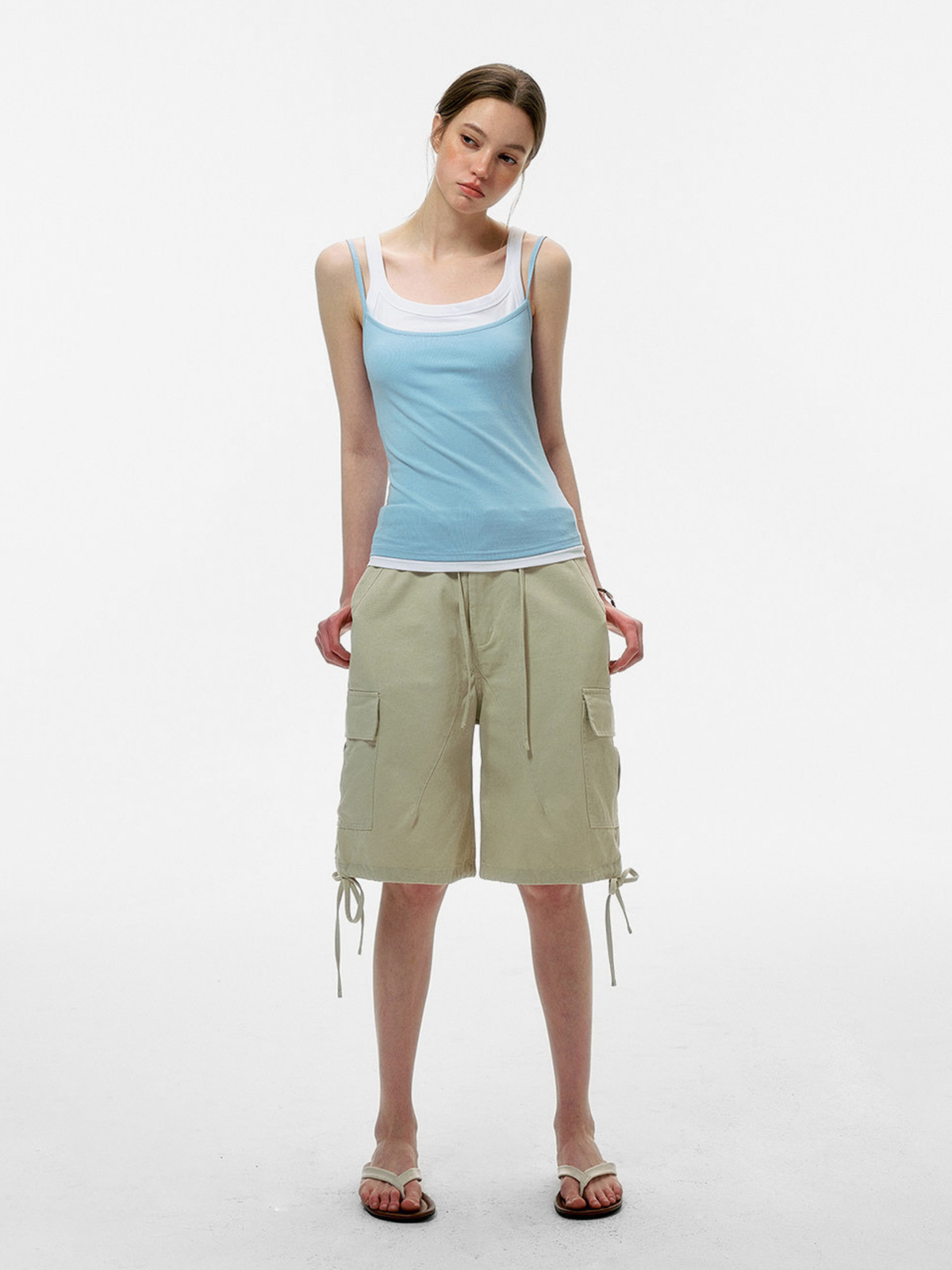 Caveveil – Geripptes Damen-Tanktop in zweilagiger Optik