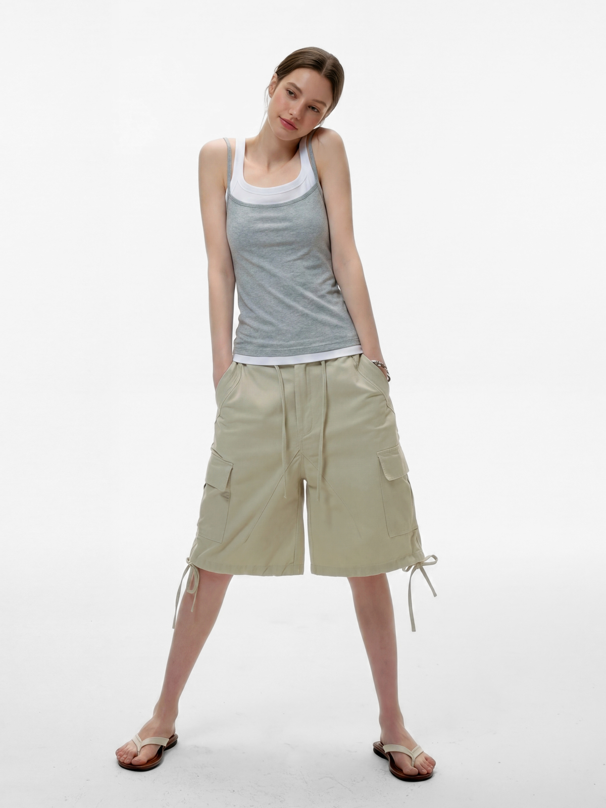 Caveveil – Geripptes Damen-Tanktop in zweilagiger Optik