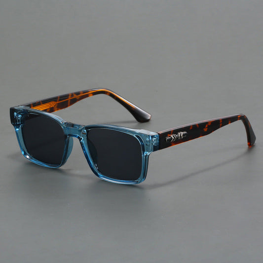 Colorblock-Sonnenbrille mit eckigem Rahmen und polarisierten Gläsern im Retro-Stil