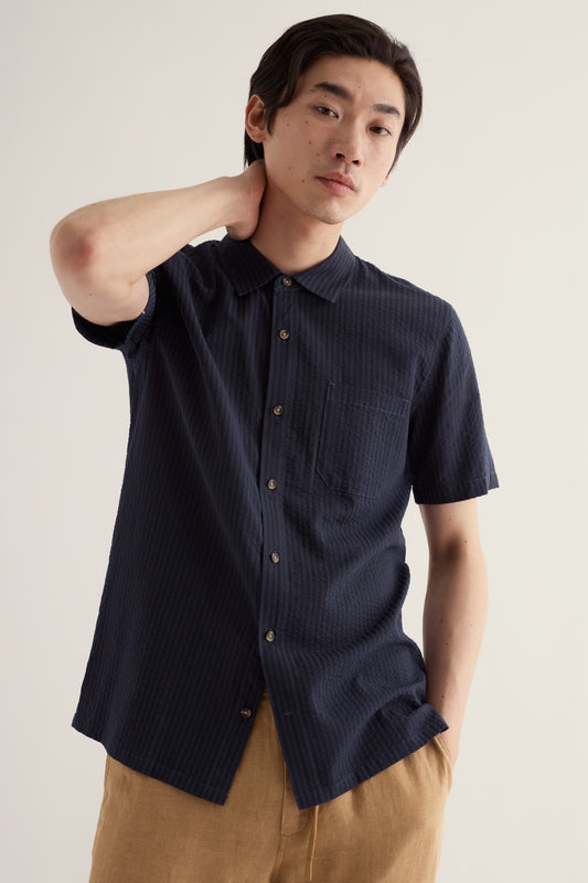 Men's Yestin Short Sleeve Lyocell Blend Stripe Shirt