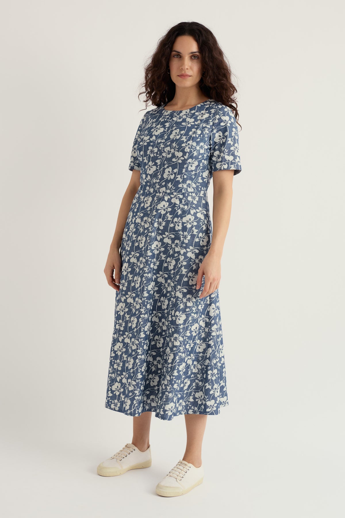 Fox Path bedrucktes Chambray-Kleid